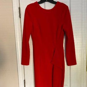 Red Bodycon HM Dress with front ruffle-like detail